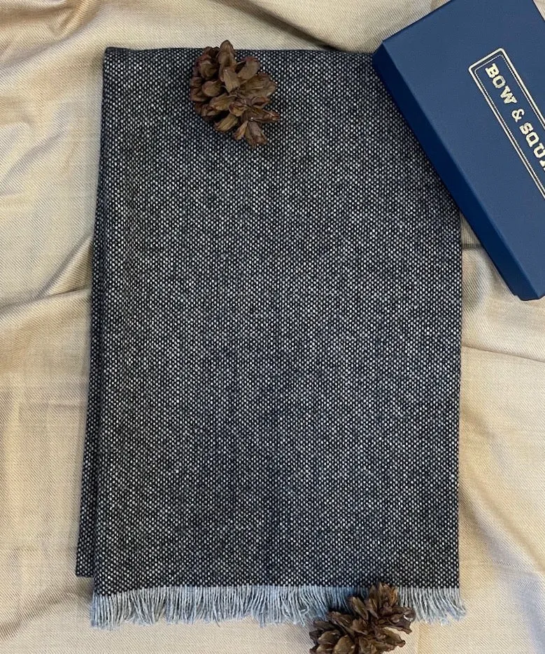 Slate Black Barleycorn Tweed Scarf