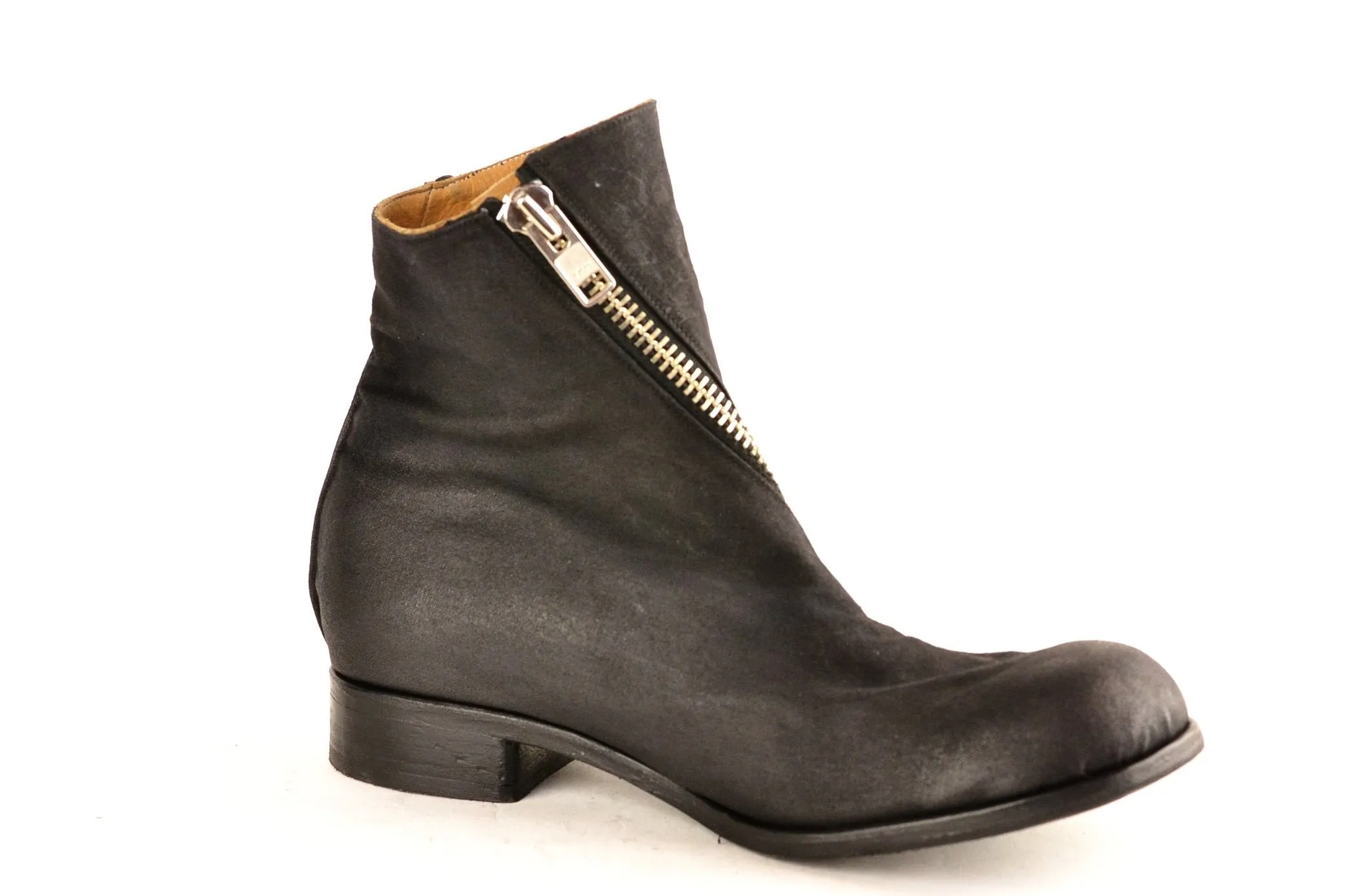 Black Canvas Spiral Zip Boot