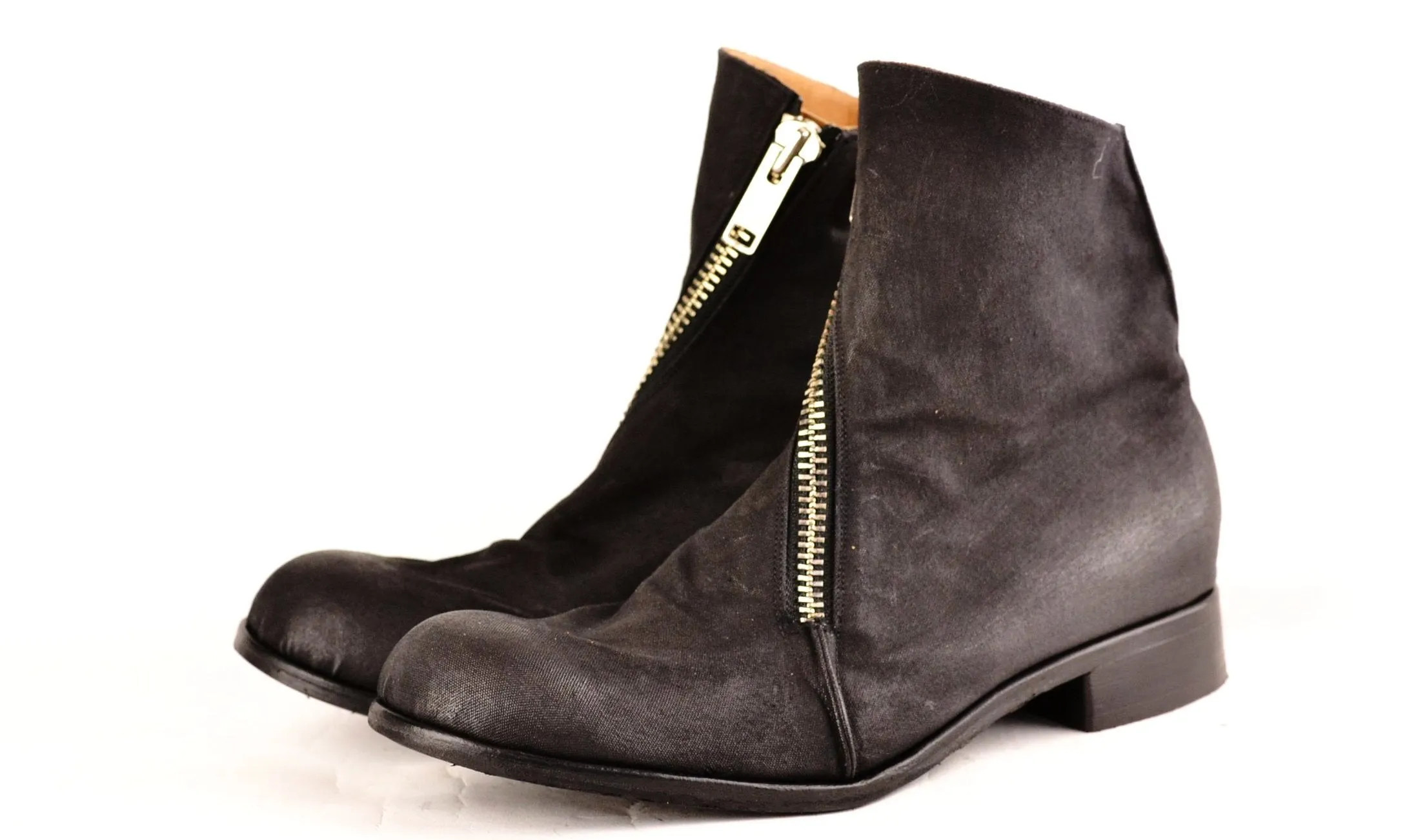 Black Canvas Spiral Zip Boot