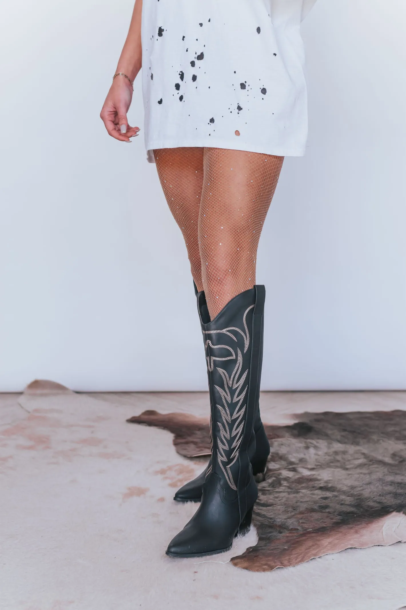 Take Me Downtown Black Cowgirl Boots