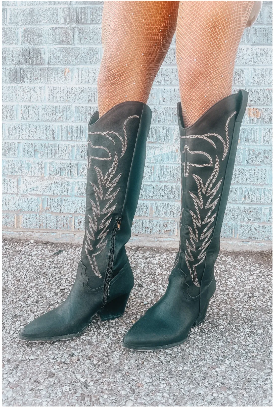 Take Me Downtown Black Cowgirl Boots