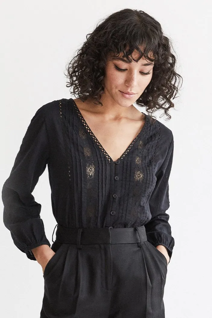 The Lace Button Up Blouse