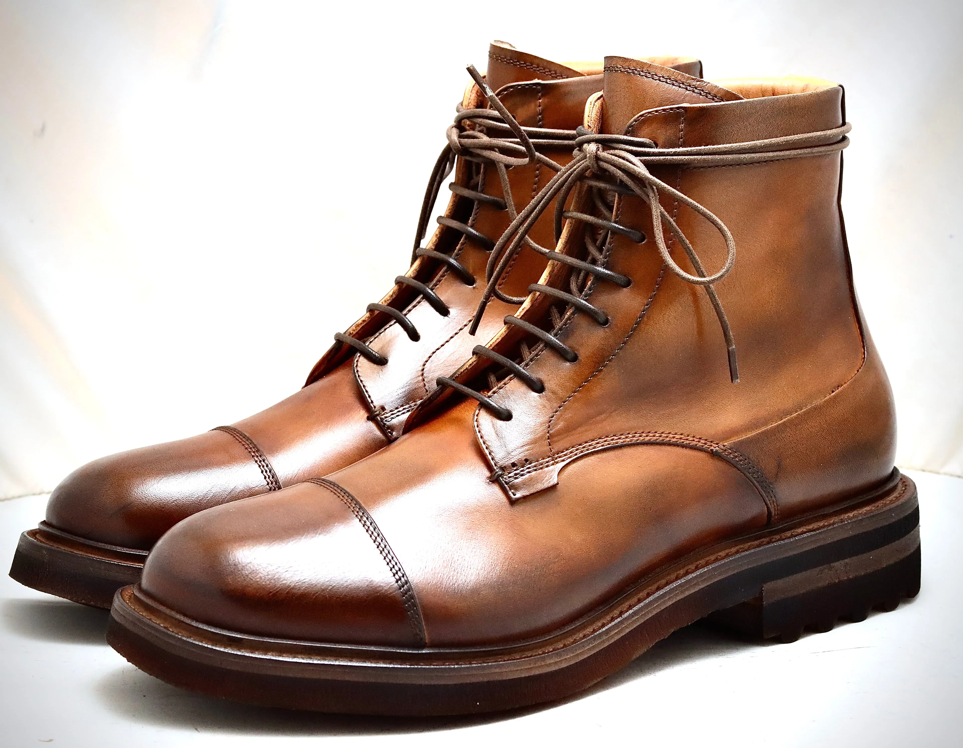 Toe cap derby Boot  | dark tan  | calf