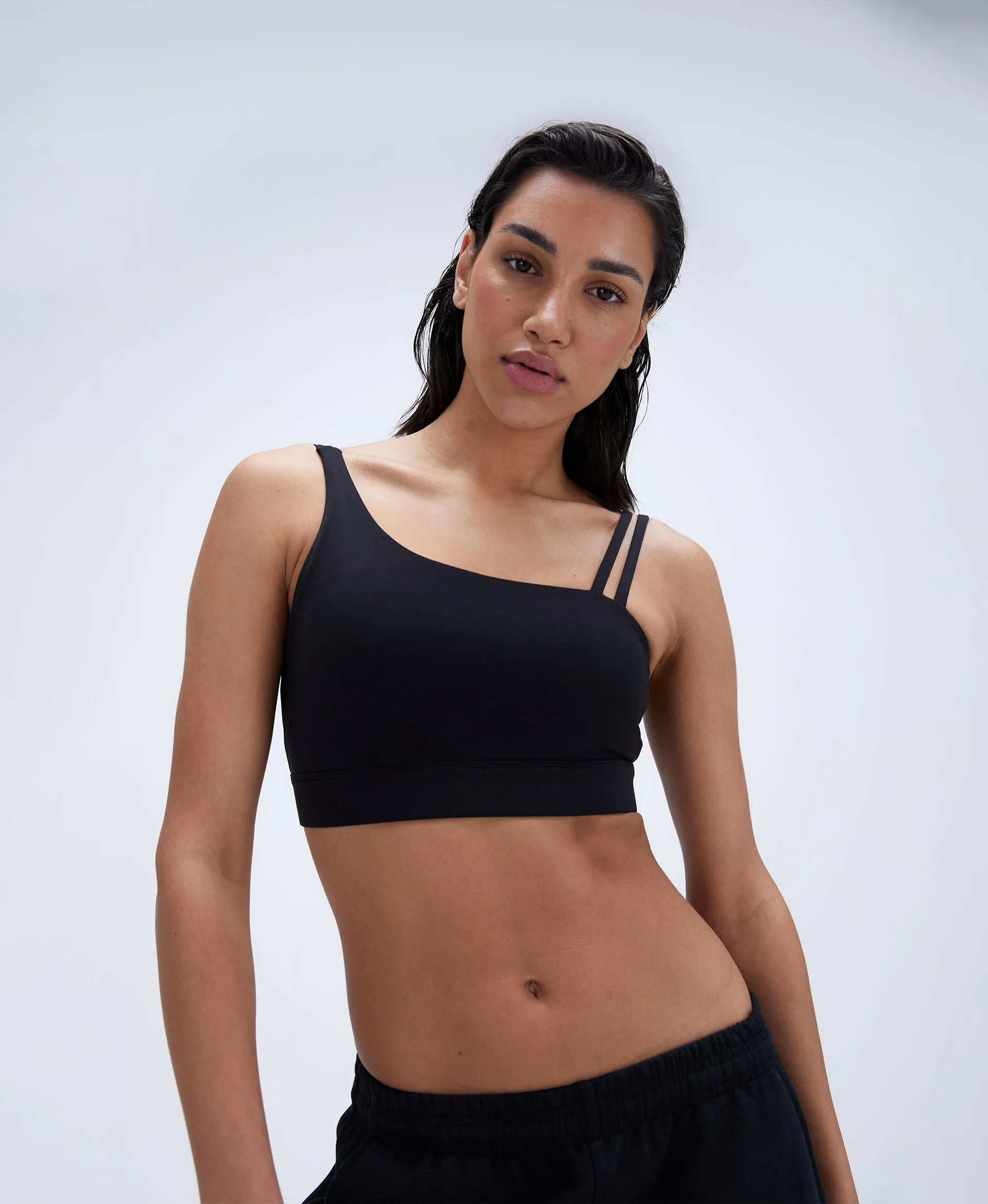 Ultimate Asymmetric Double Strap Bra - Black