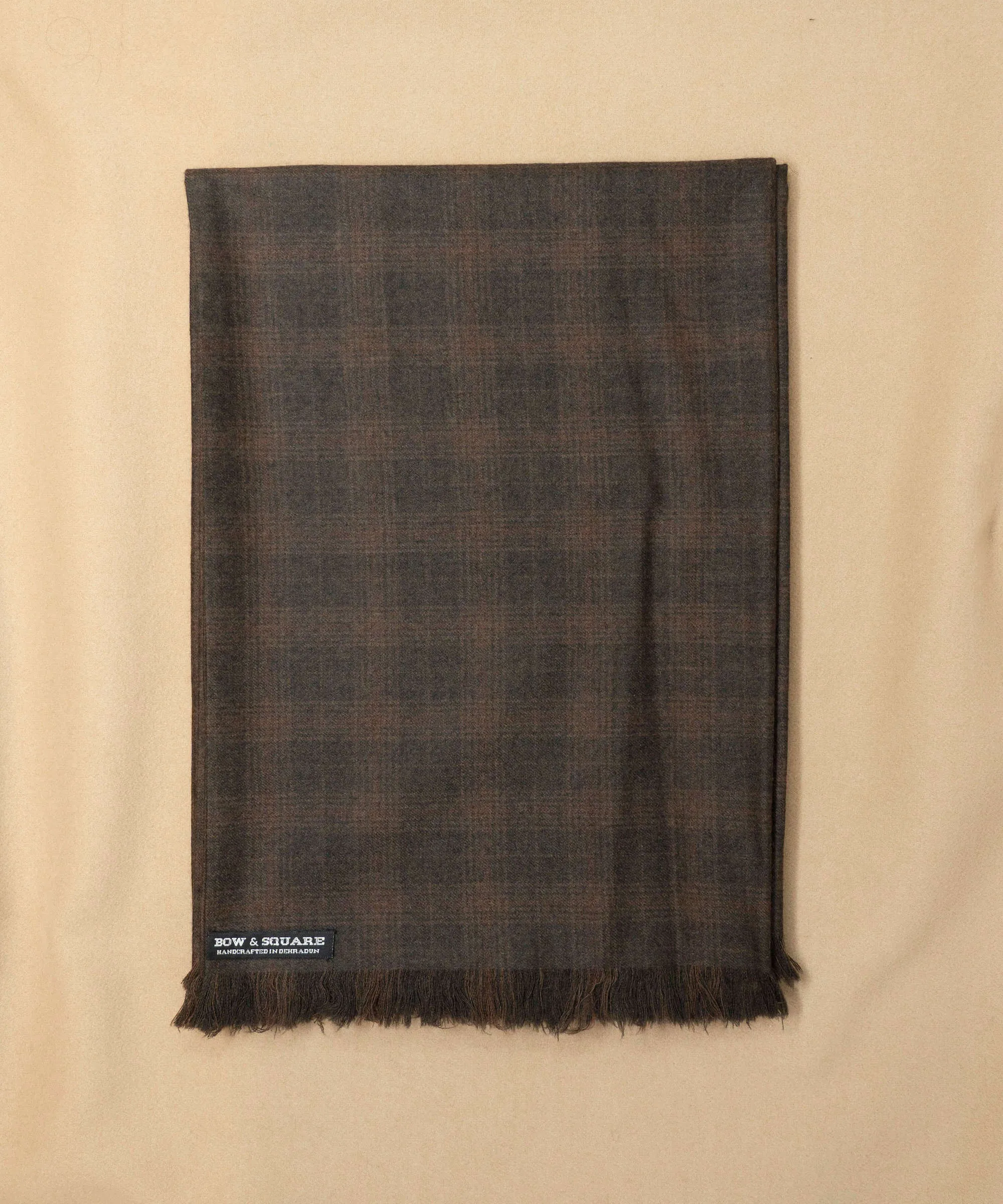 Umber Brown Plaid Tweed Scarf