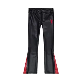 Valabasas “Cerniera” Black Leather Stacked Flare Jeans