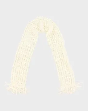 Vintage Hand Knit Cream Fluffy Scarf