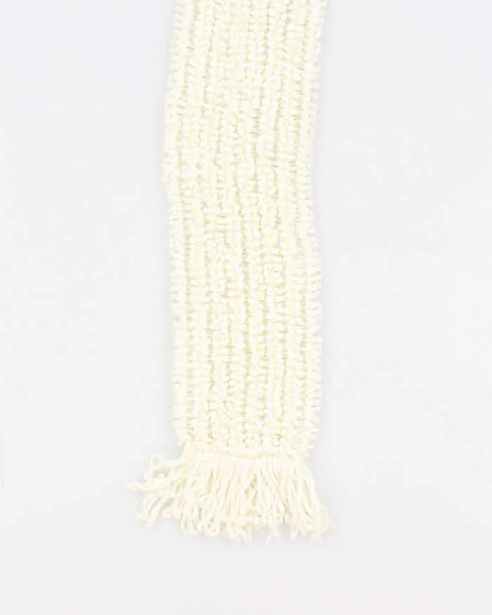 Vintage Hand Knit Cream Fluffy Scarf