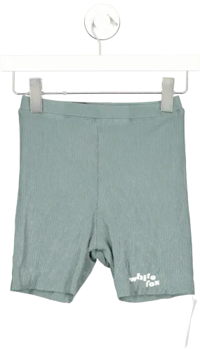 White Fox Green High Waisted Ribbed Shorts UK XS