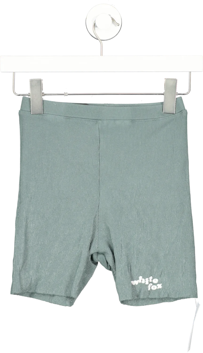 White Fox Green High Waisted Ribbed Shorts UK XS