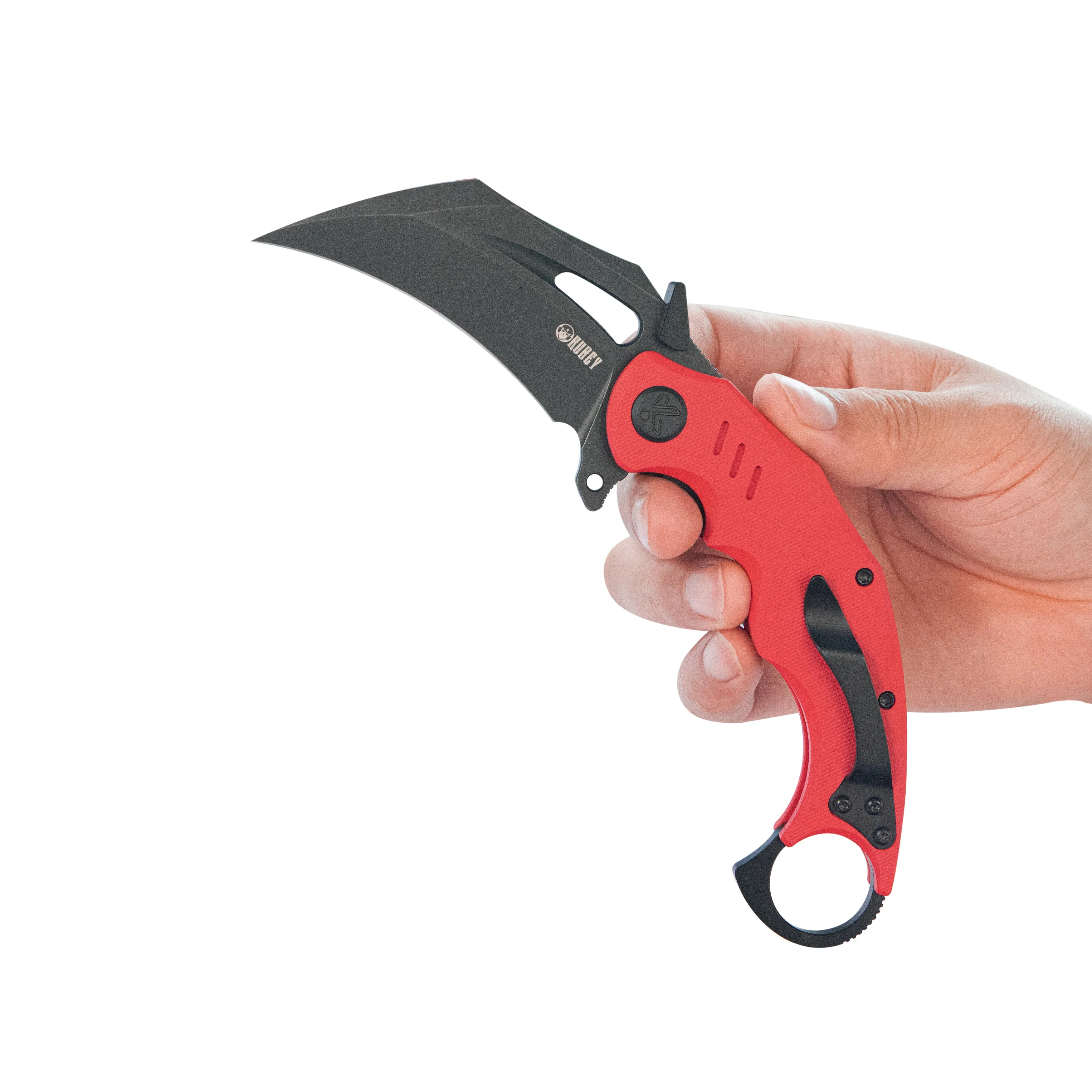 Wrath Karambit Folding Knife Red G-10 Handle 2.68 Blackwash 14C28N Blade KU261H