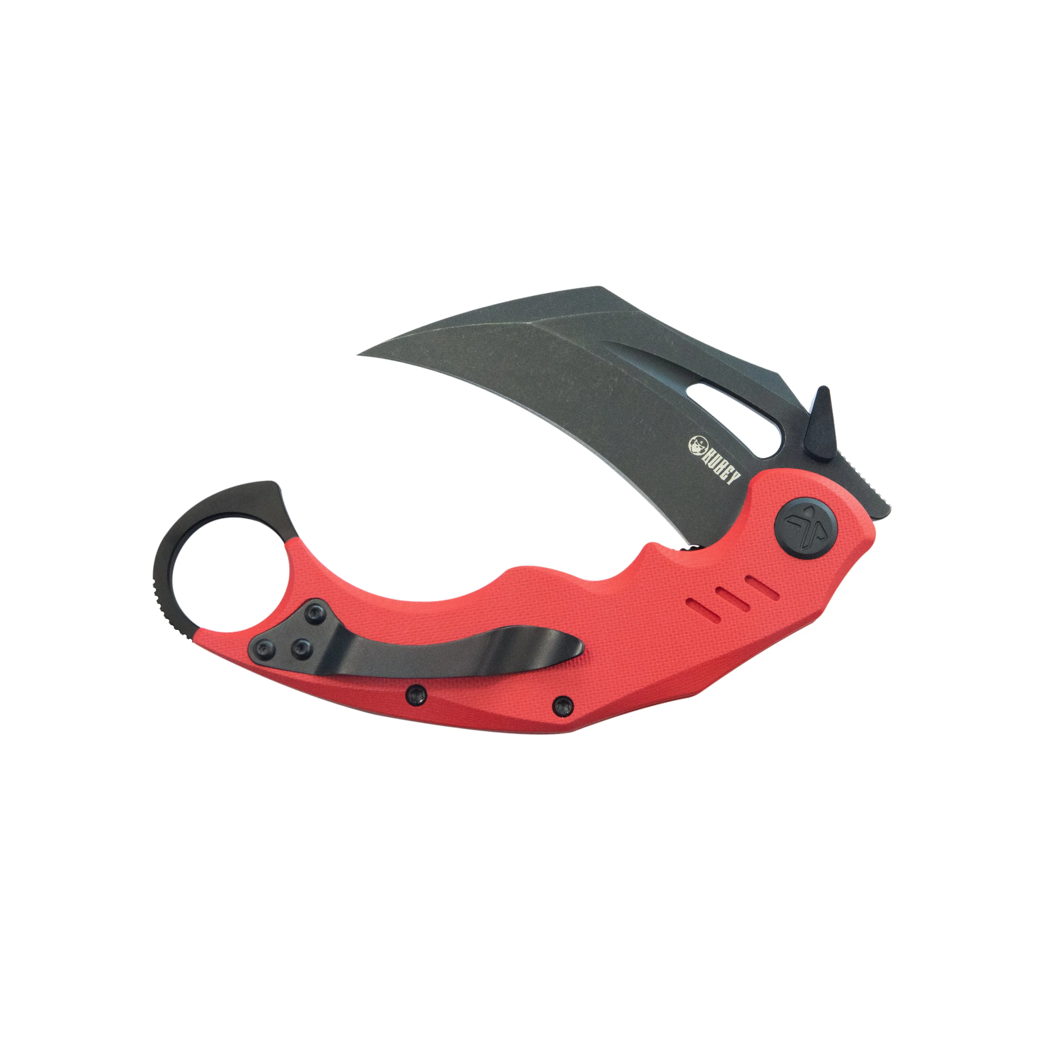 Wrath Karambit Folding Knife Red G-10 Handle 2.68 Blackwash 14C28N Blade KU261H