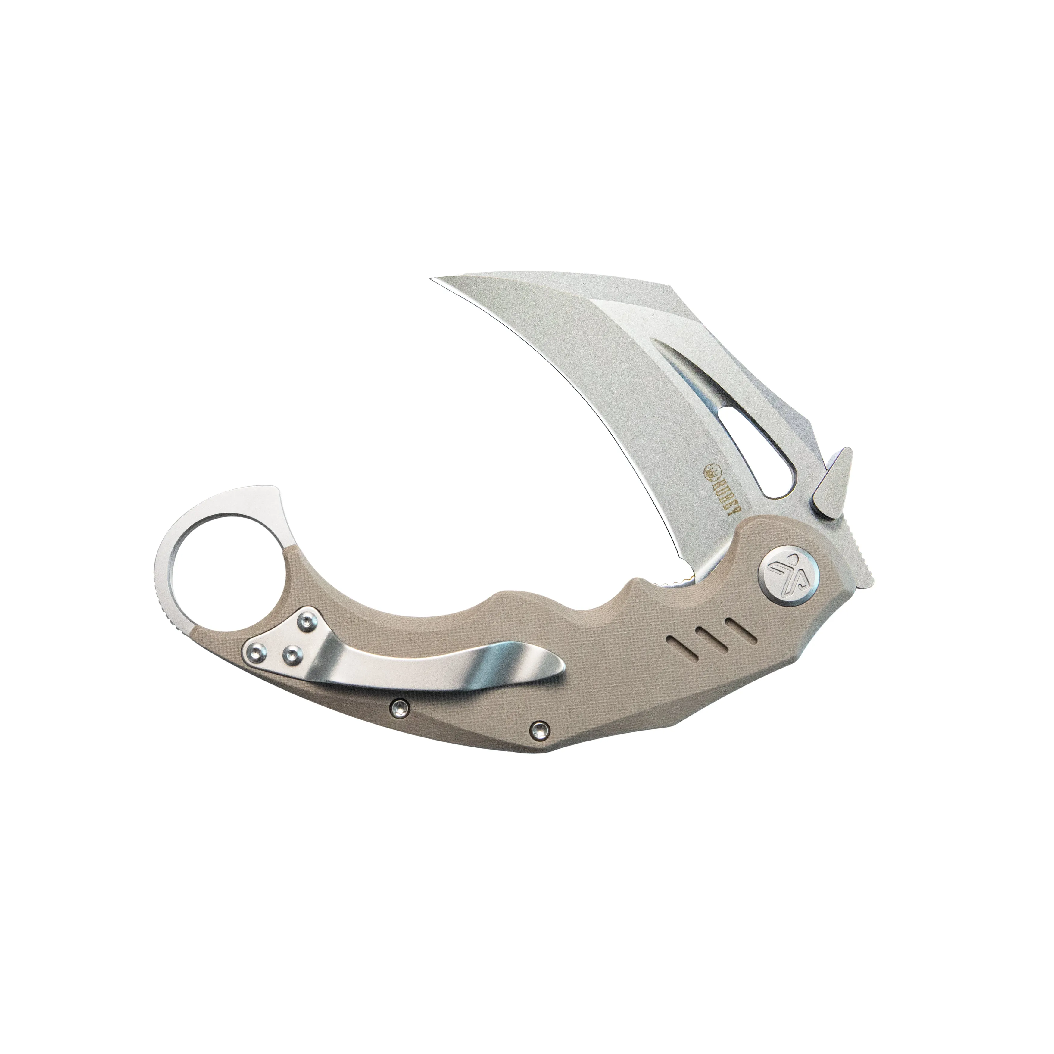 Wrath Karambit Folding Knife Tan G-10 Handle 2.68 Beadblast 14C28N Blade KU261C