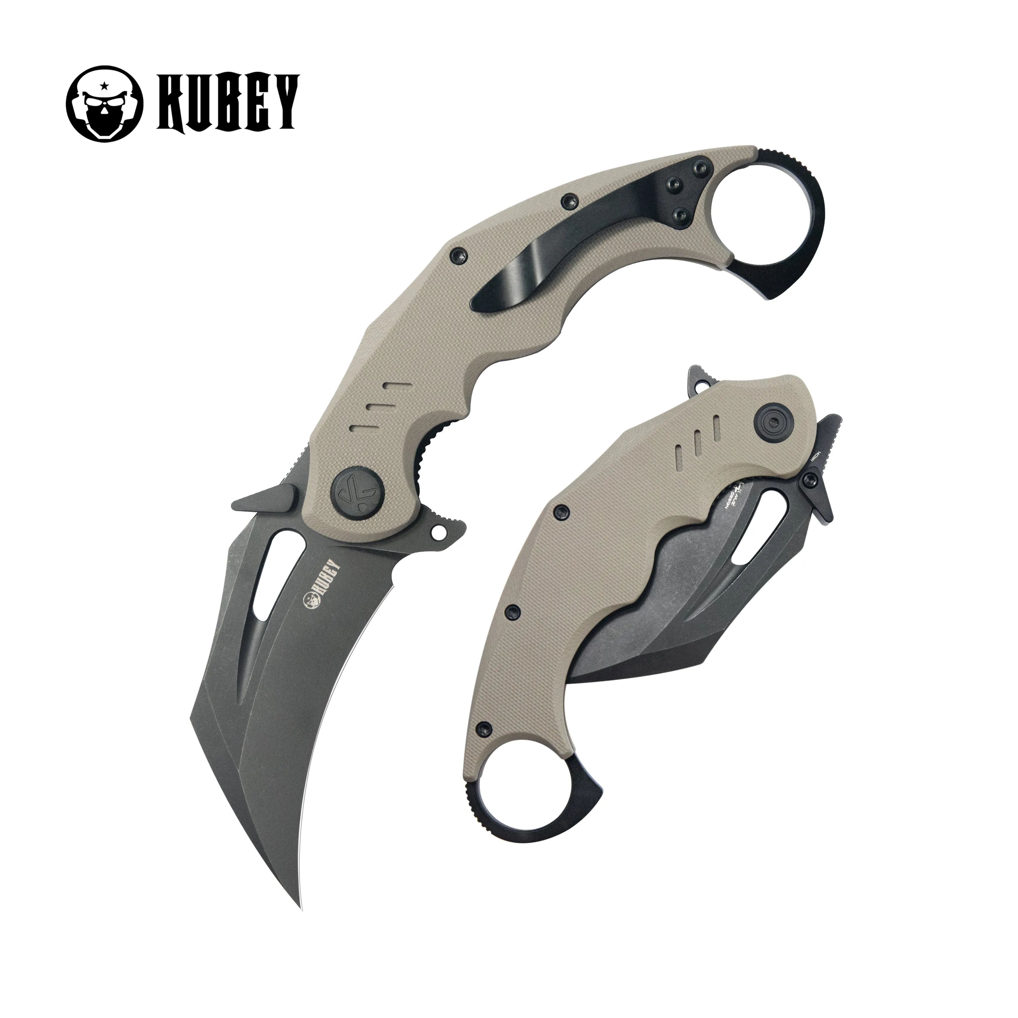 Wrath Karambit Folding Knife Tan G-10 Handle 2.68 Blackwash 14C28N Blade KU261G