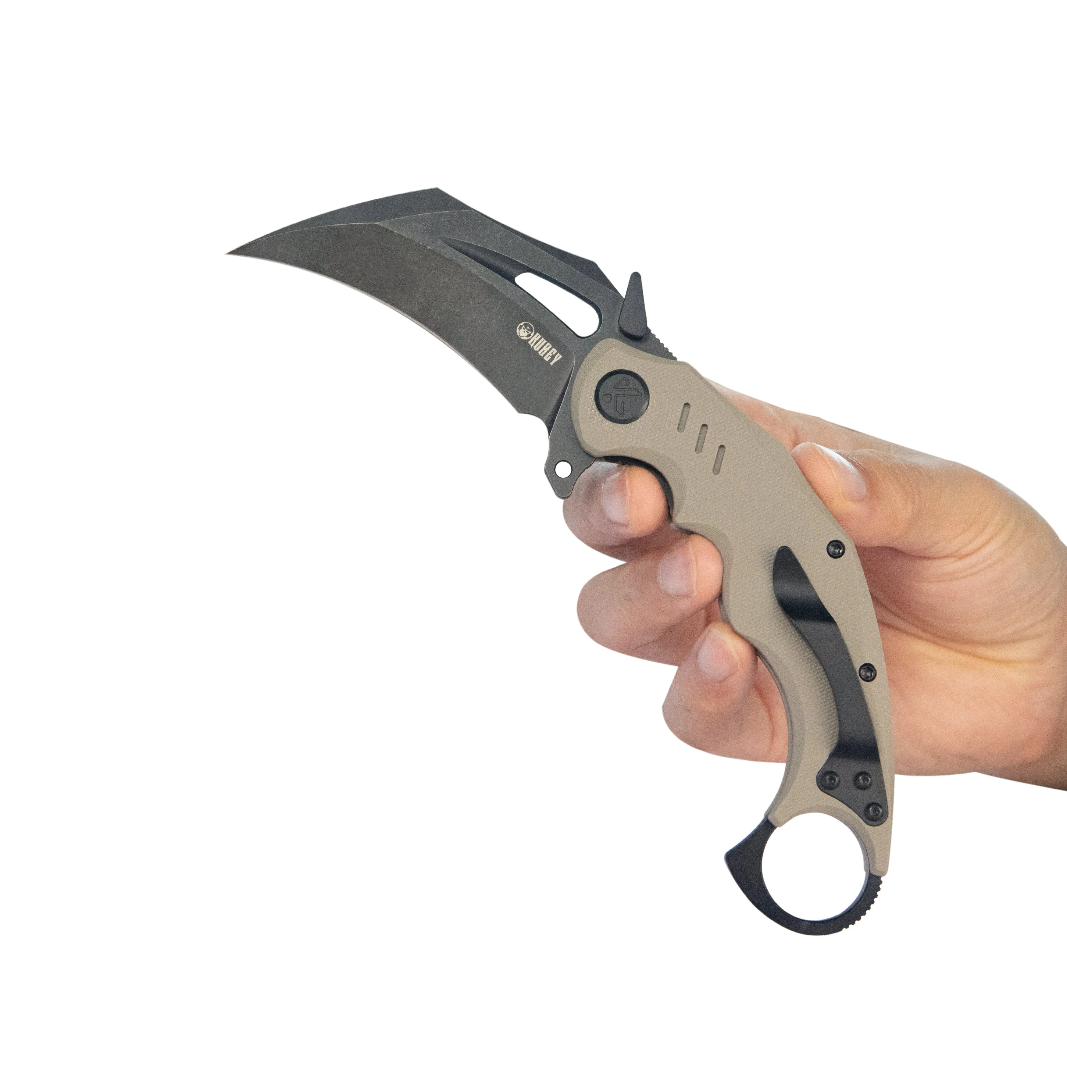 Wrath Karambit Folding Knife Tan G-10 Handle 2.68 Blackwash 14C28N Blade KU261G